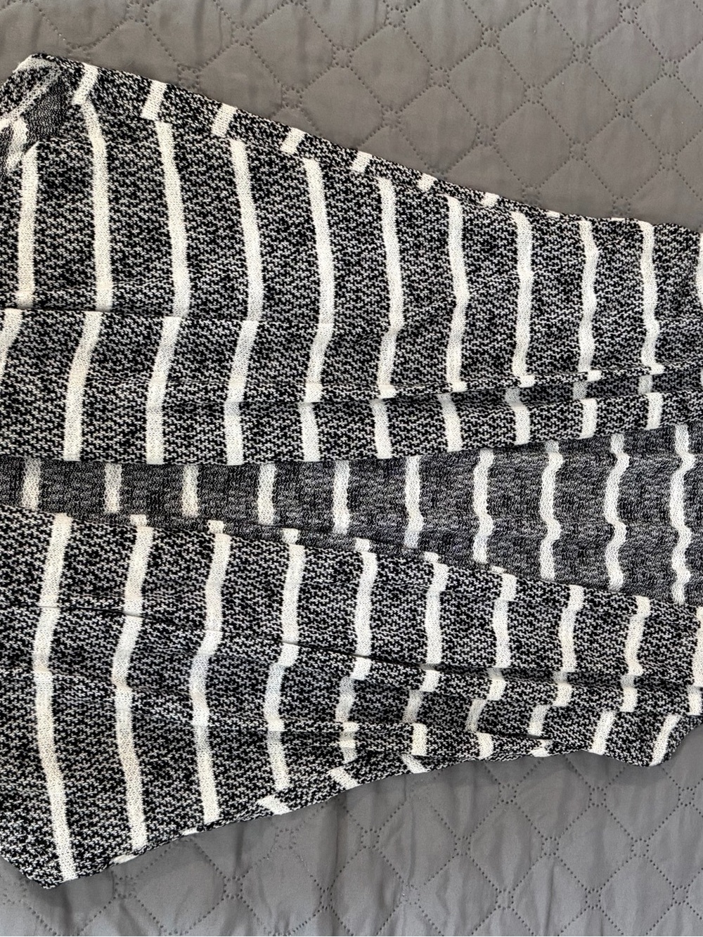 Cato Black and White Striped Knit Cardigan